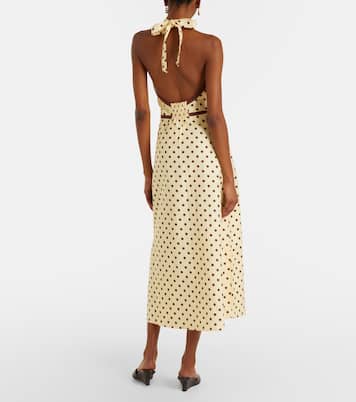 Bowie polka-dot linen and cotton midi dress | Posse