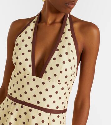 Bowie polka-dot linen and cotton midi dress | Posse