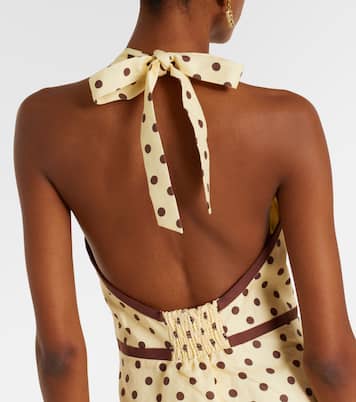 Bowie polka-dot linen and cotton midi dress | Posse
