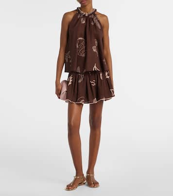 Colleen pleated cotton miniskirt | Poupette St Barth