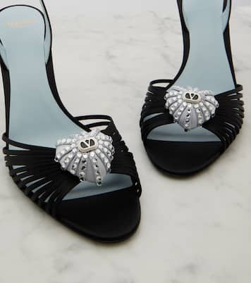 Cœur Royal satin slingback sandals | Valentino Garavani