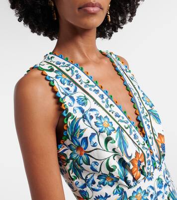 Abito midi Flora Tile in lino con stampa | Farm Rio