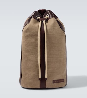 Zaino in canvas con pelle | Brunello Cucinelli