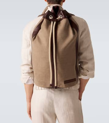 Zaino in canvas con pelle | Brunello Cucinelli