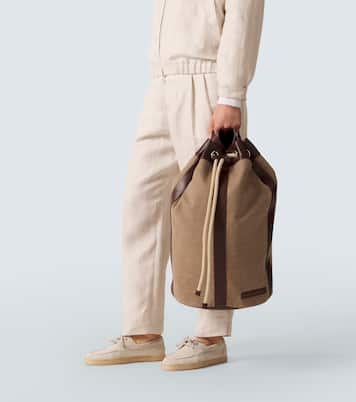 Zaino in canvas con pelle | Brunello Cucinelli