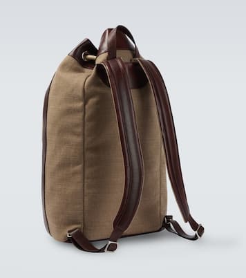 Zaino in canvas con pelle | Brunello Cucinelli