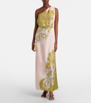 Roy floral one-shoulder silk twill maxi dress | La DoubleJ