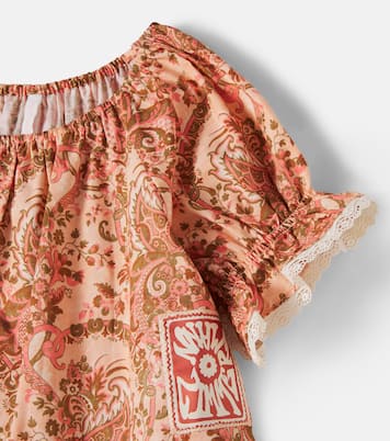 Aster floral lace-trimmed cotton shirt  | Zimmermann Kids