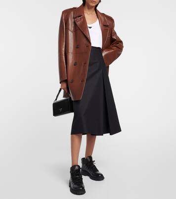 Croc-effect leather ankle boots | Prada