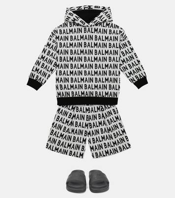 Felpa in jacquard di cotone con logo | Balmain Kids