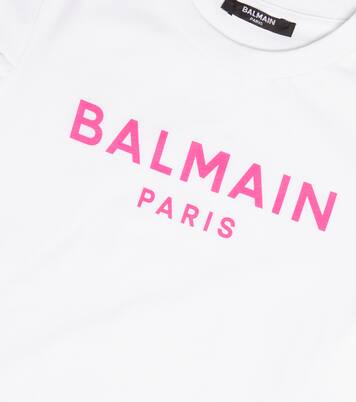 Ruffled logo cotton T-shirt | Balmain Kids