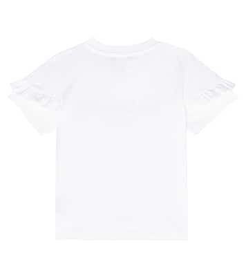 Ruffled logo cotton T-shirt | Balmain Kids