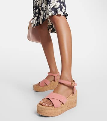 Wedge-Sandalen aus Veloursleder | Gianvito Rossi