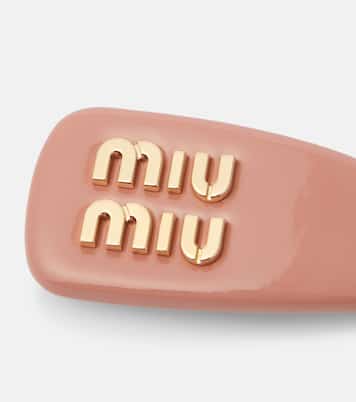 Pinza para el pelo de charol con logo | Miu Miu
