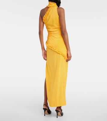 Polka-dot one-shoulder silk maxi dress  | Alessandra Rich