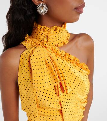 Polka-dot one-shoulder silk maxi dress  | Alessandra Rich