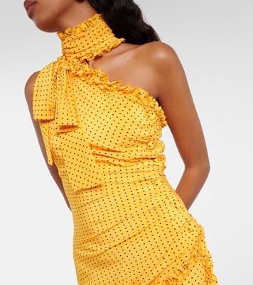 Polka-dot one-shoulder silk maxi dress  | Alessandra Rich