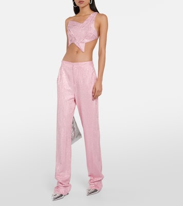 Gerade Hose aus Jersey mit Kristallen | Area