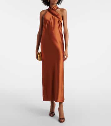 Robe longue Pandora en satin | Galvan