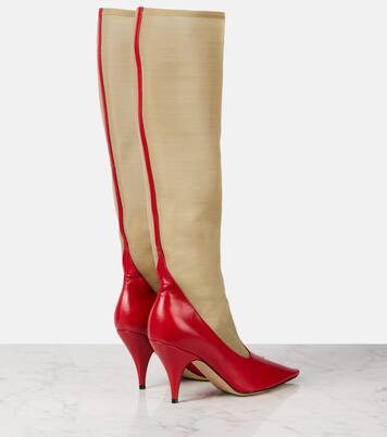Mesh and leather knee-high boots | The Row