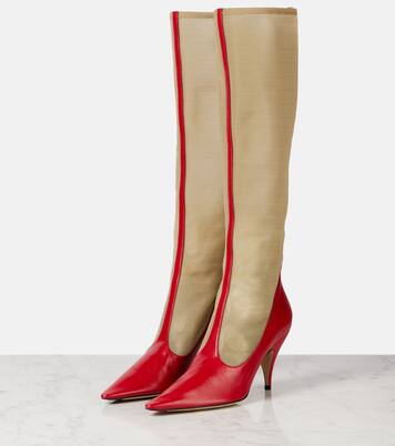 Mesh and leather knee-high boots | The Row