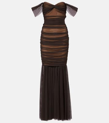 Walter ruched mesh gown | Norma Kamali