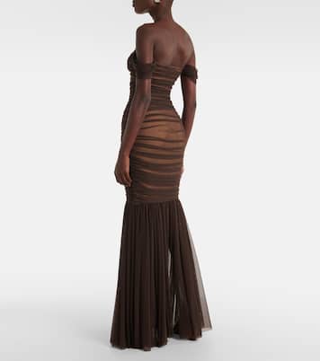 Walter ruched mesh gown | Norma Kamali