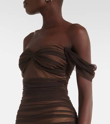 Walter ruched mesh gown | Norma Kamali