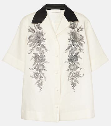 Camisa bowling de lino floral | Zimmermann
