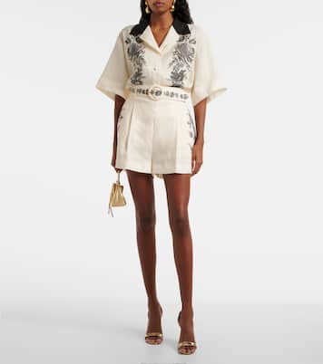 Camisa bowling de lino floral | Zimmermann