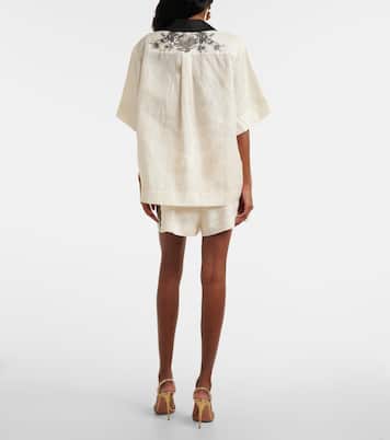 Camisa bowling de lino floral | Zimmermann