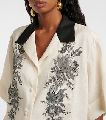 Camisa bowling de lino floral | Zimmermann