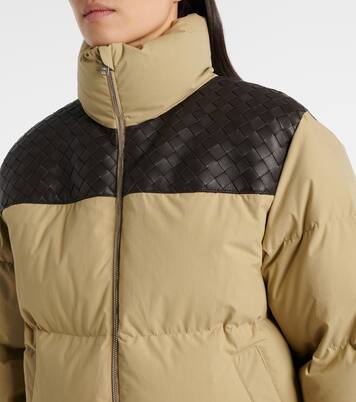 Daunenjacke Intrecciato mit Leder | Bottega Veneta