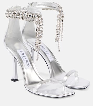 Sandalen Verity 100 aus Leder mit Kristallen | Jimmy Choo