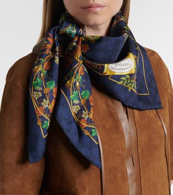 GG floral silk twill scarf | Gucci