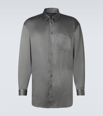 Satin shirt in grey - Giorgio Armani | Mytheresa
