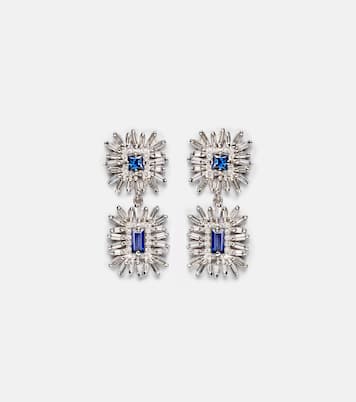 18k white gold drop earrings with blue sapphires and diamonds  | Suzanne Kalan
