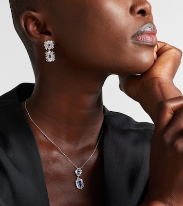 18k white gold drop earrings with blue sapphires and diamonds  | Suzanne Kalan