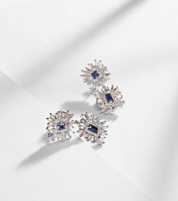 18k white gold drop earrings with blue sapphires and diamonds  | Suzanne Kalan