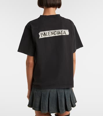Logo distressed cotton jersey T-shirt  | Balenciaga