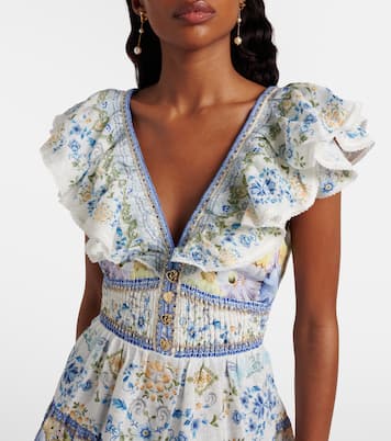 Embellished floral linen minidress | Camilla