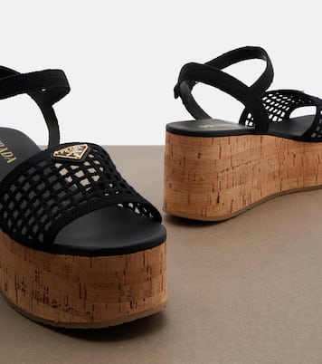 Wedge-Sandalen aus Häkelstrick | Prada