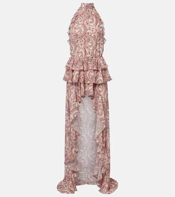 Malena涡纹荷叶边不对称加长连衣裙 | Bananhot