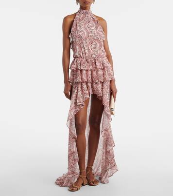 Malena涡纹荷叶边不对称加长连衣裙 | Bananhot