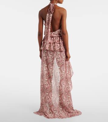 Malena涡纹荷叶边不对称加长连衣裙 | Bananhot