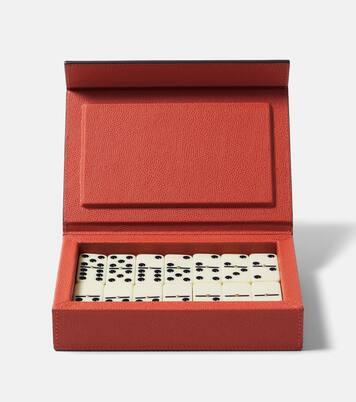 Parma leather and walnut domino set | Giobagnara