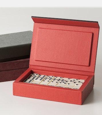 Parma leather and walnut domino set | Giobagnara
