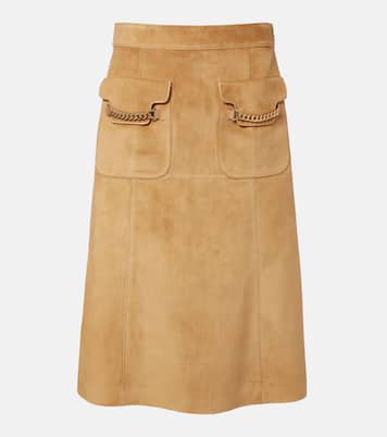 Verzierter Midirock aus Veloursleder | Gucci
