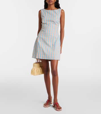 Lydie checked cotton and linen minidress | Faithfull