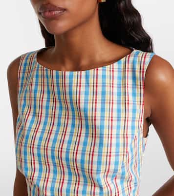 Lydie checked cotton and linen minidress | Faithfull